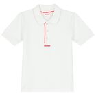 Boys White Logo Polo Shirt, 2, hi-res