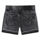 Girls Black Denim Rhinestones Shorts, 1, hi-res