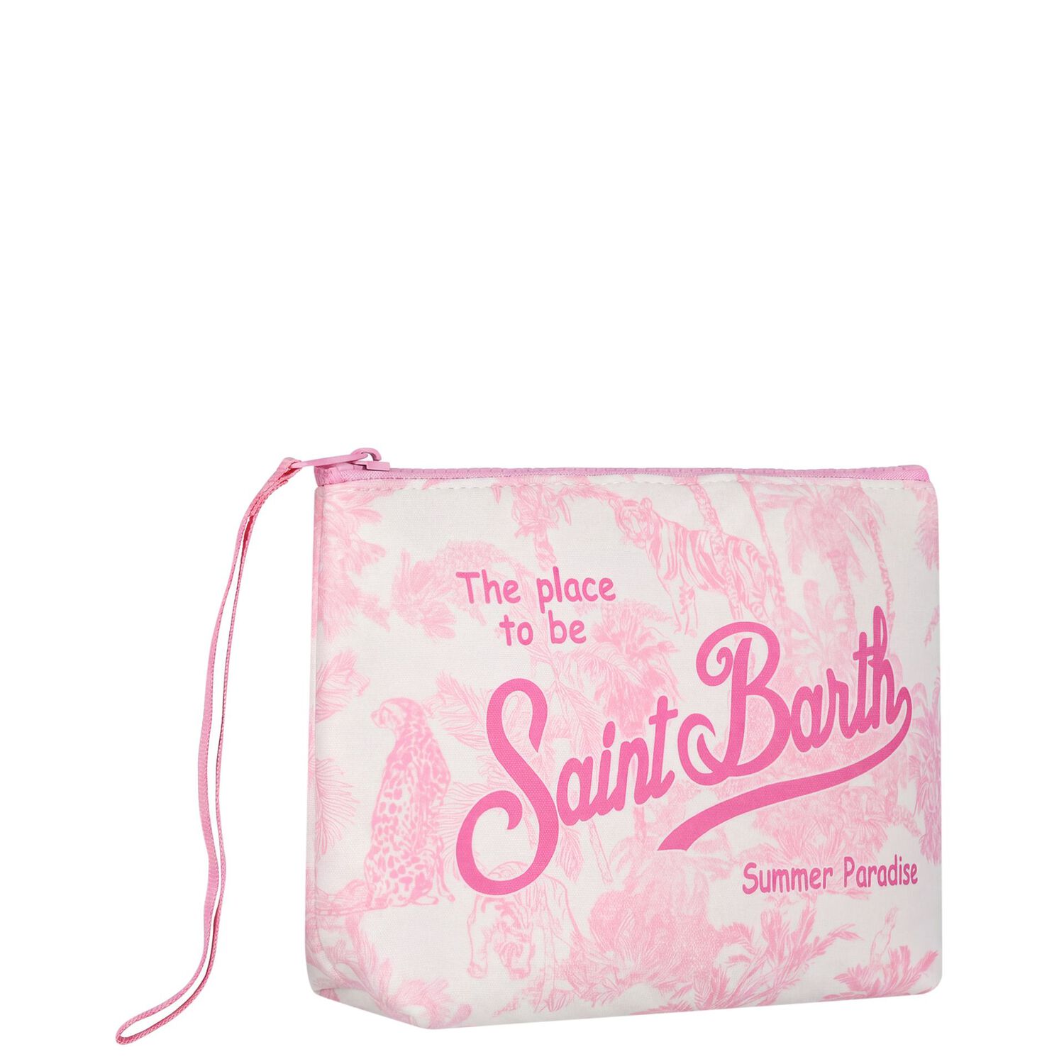 Girls White & Pink Aline Logo Jungle Pouch ( 15cm ), 1, hi-res
