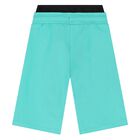 Younger Boys White & Aqua Logo Shorts Set, 2, hi-res