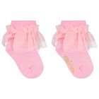 Baby Girls Pink Ruffled Socks, 1, hi-res