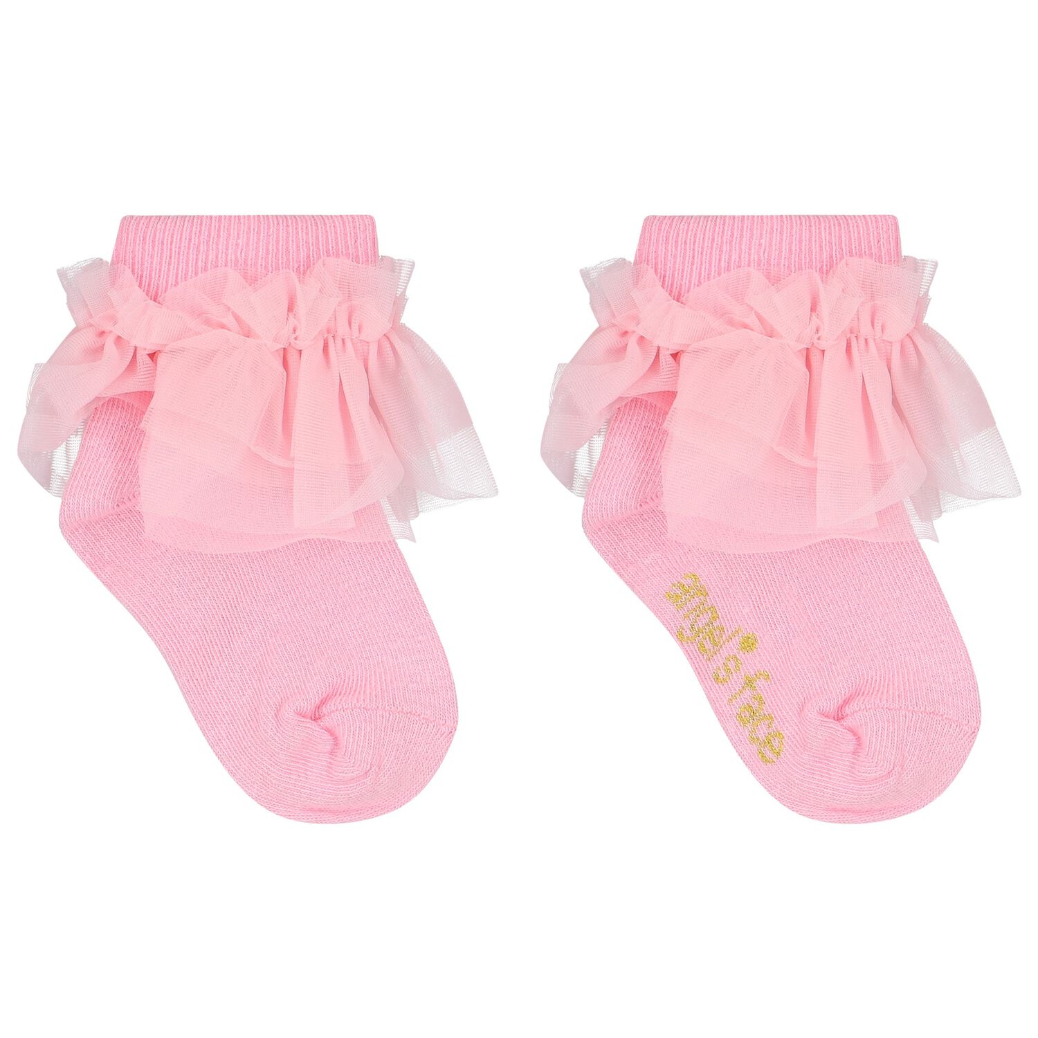 Baby Girls Pink Ruffled Socks, 1, hi-res