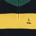 Boys Green, Navy & Yellow Logo Knitted Top, 1, hi-res