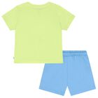 Younger Boys Green & Blue Shorts Set, 1, hi-res