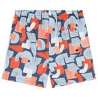 Boys Blue & Orange Abstract Swim Shorts, 2, hi-res