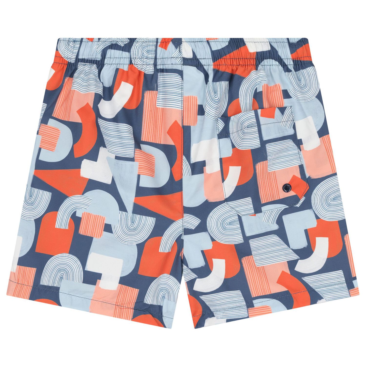 Boys Blue & Orange Abstract Swim Shorts, 2, hi-res image number null
