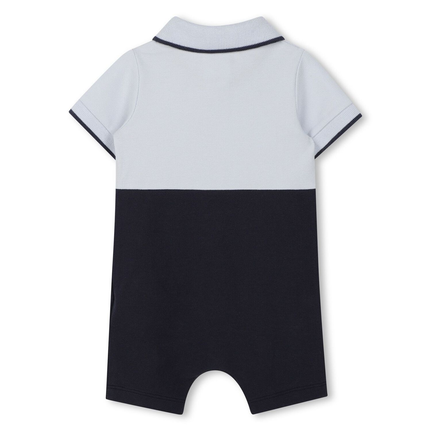 Baby Boys Blue & Navy Blue Logo Romper, 2, hi-res image number null
