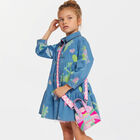 Girls Pink Logo Glittery Rainbow Handbag, 1, hi-res