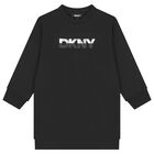Girls Black Logo Sweatshirt Dress, 1, hi-res