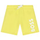 Younger Boys Yellow Logo Shorts, 2, hi-res