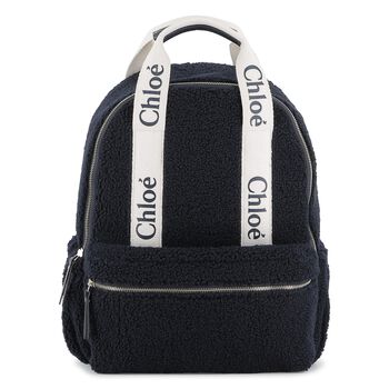Girls Navy Blue Sherpa Fleece Backpack