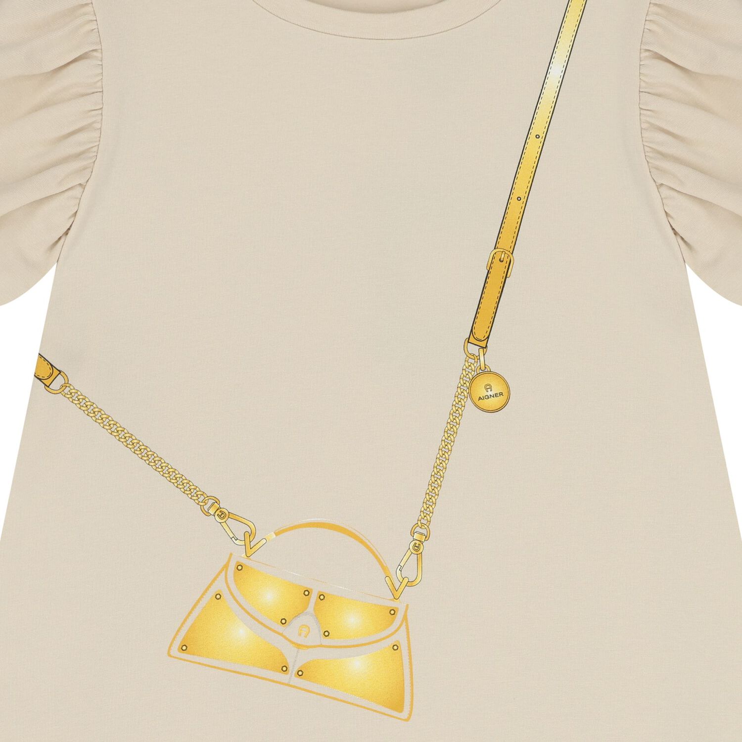 Girls Beige Bag Logo Dress, 2, hi-res