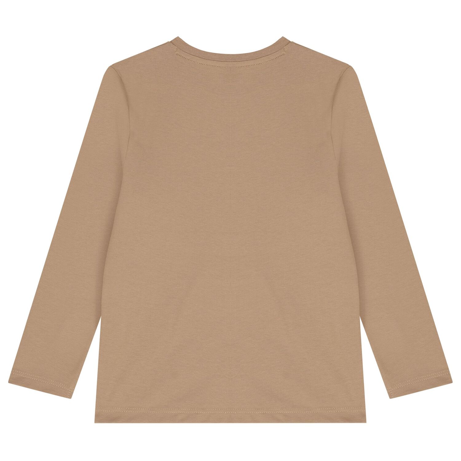 Boys Beige Logo Long Sleeve Top, 1, hi-res