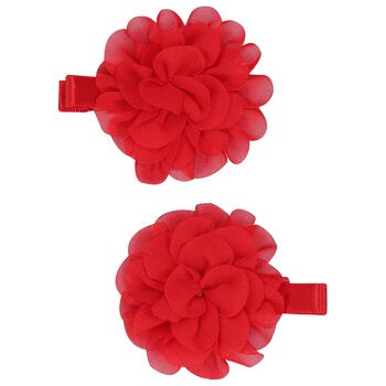 Girls Red Flower Hairclips ( 2 Pack )