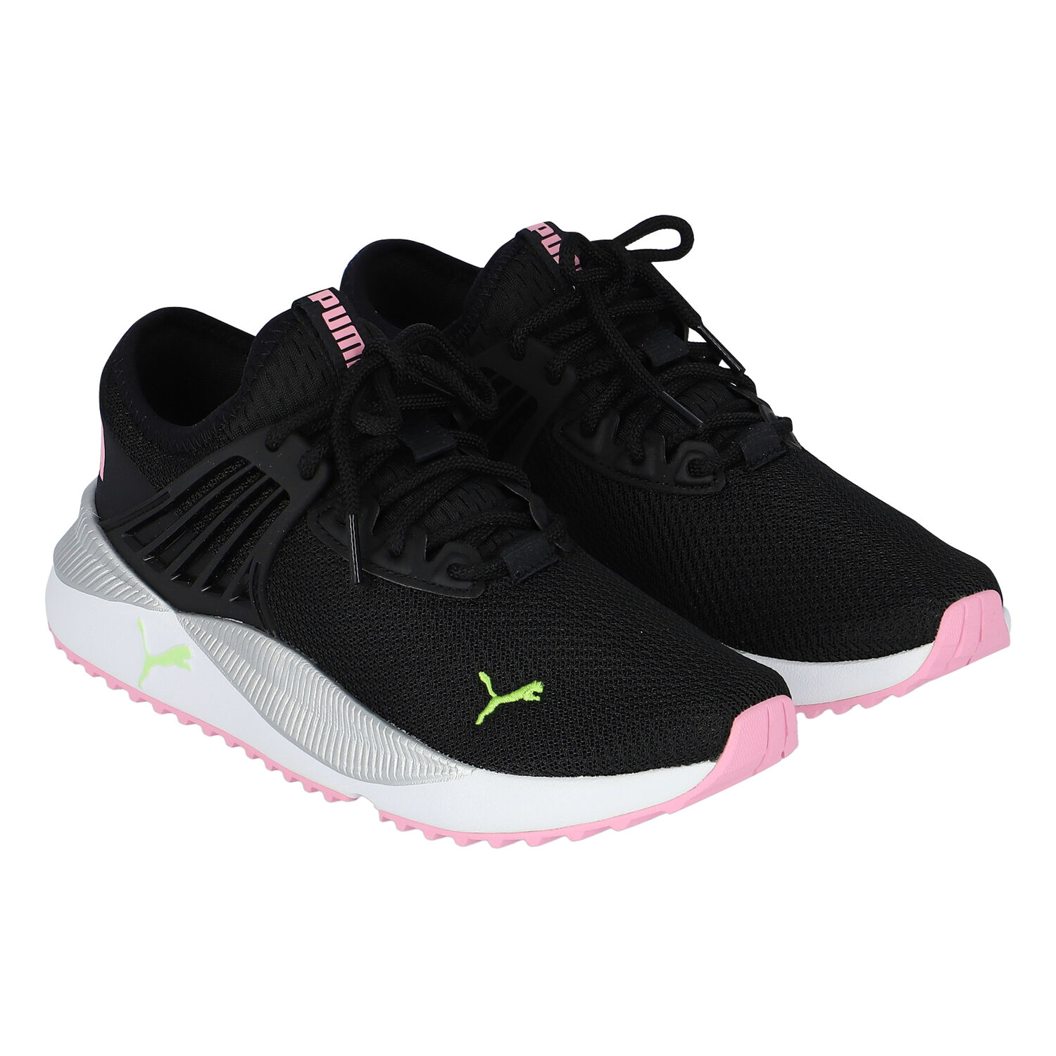 Girls Black & Pink Pacer Future Trainers, 1, hi-res