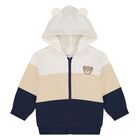 Younger Boys Beige, Grey & Navy Blue 3-Piece Tracksuit, 4, hi-res