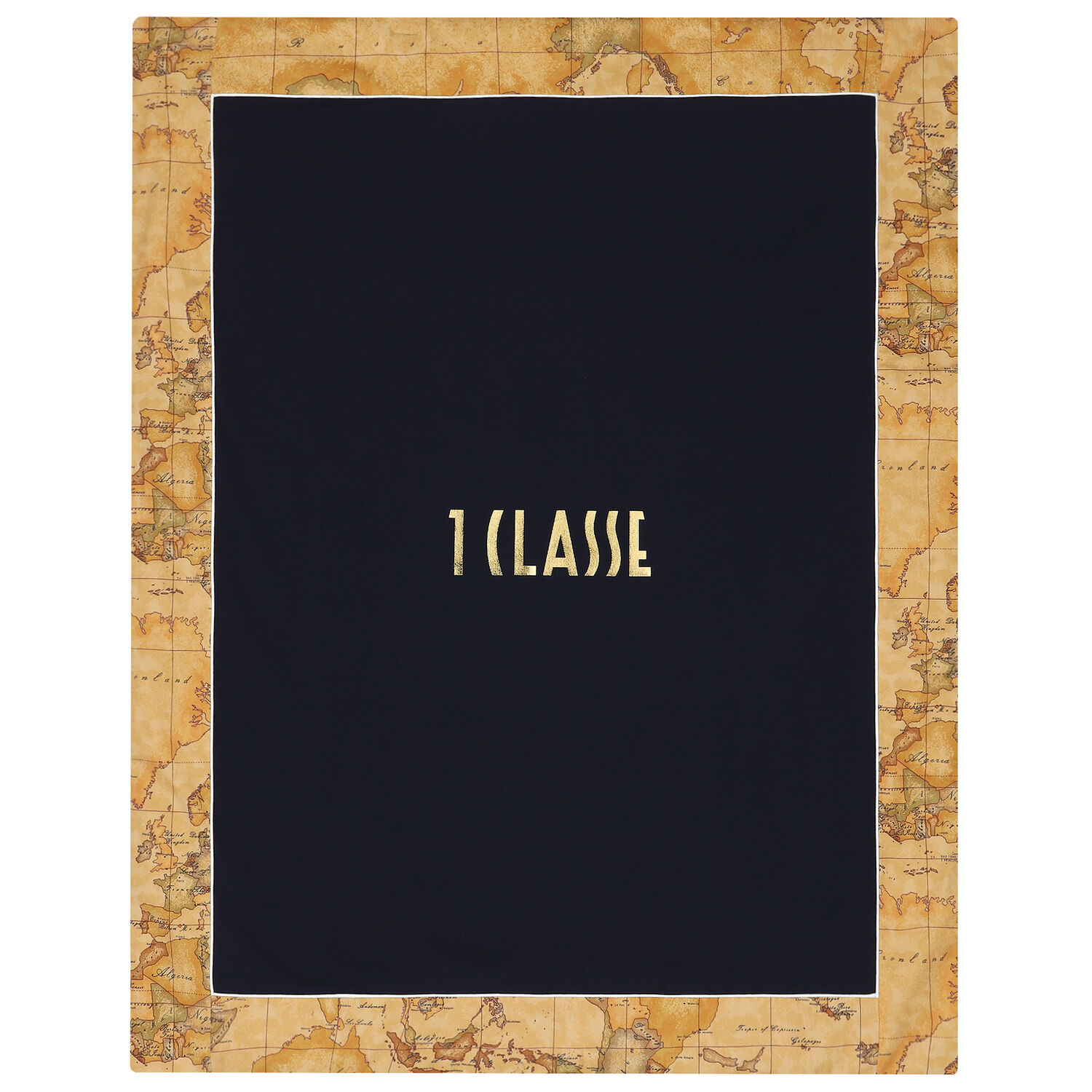 Navy Blue & Beige Geo Map Logo Blanket, 1, hi-res image number null