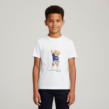 Boys White Polo Bear T-Shirt