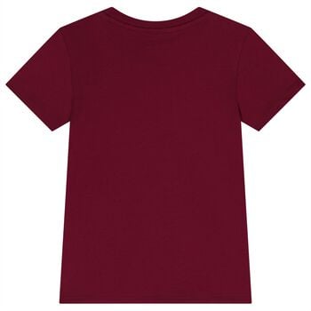 Boys Burgundy Teddy Bear Logo T-Shirt