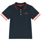 Boys Blue Logo Polo Shirt, 1, hi-res