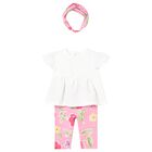 Baby Girls Ivory & Pink Floral Leggings Set, 1, hi-res