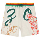 Boys Beige Logo Shorts, 1, hi-res