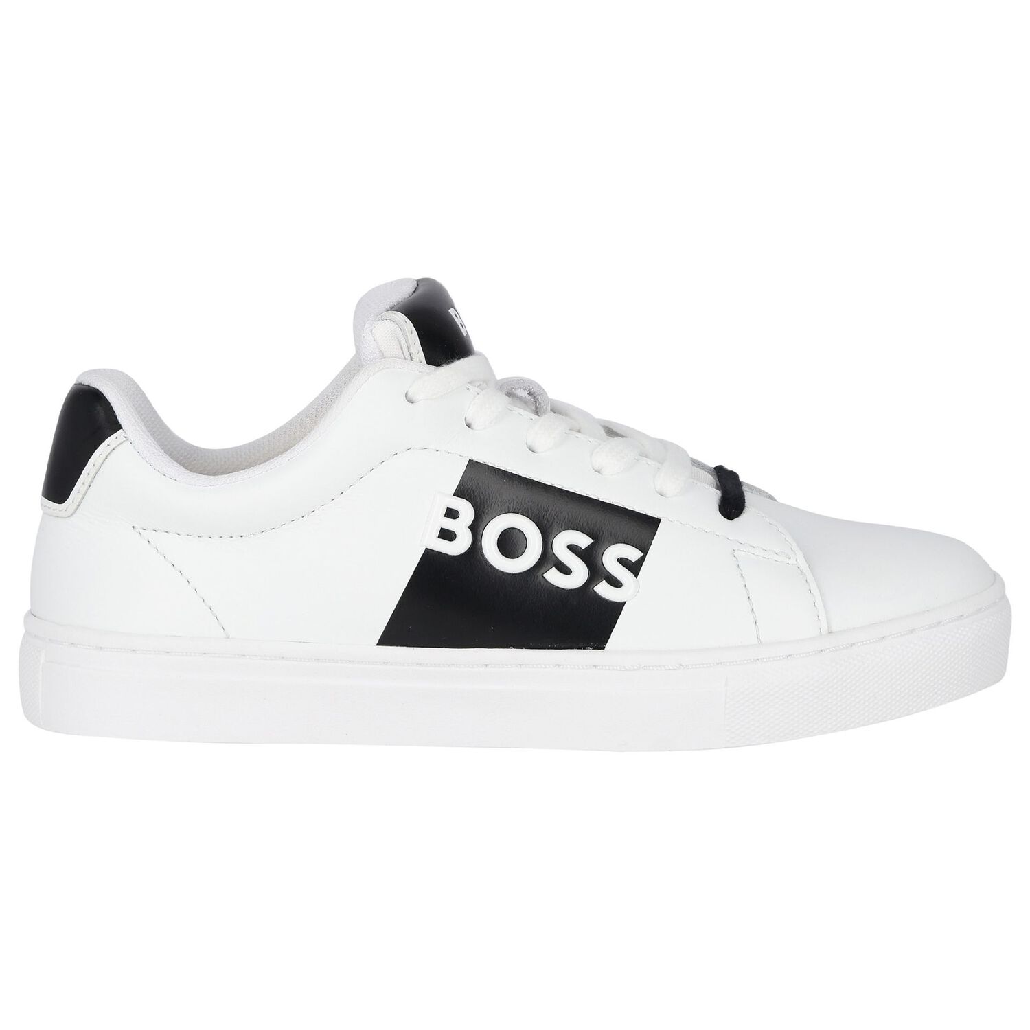 Boys White & Black Logo Trainers, 1, hi-res image number null