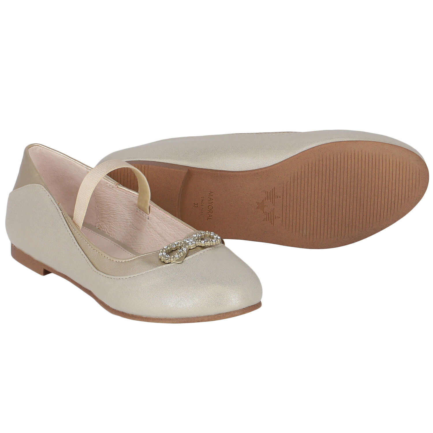 Girls Silver Diamante Bow Shoes, 3, hi-res