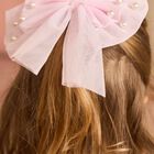 Girls Pink Bow Hairclip, 1, hi-res