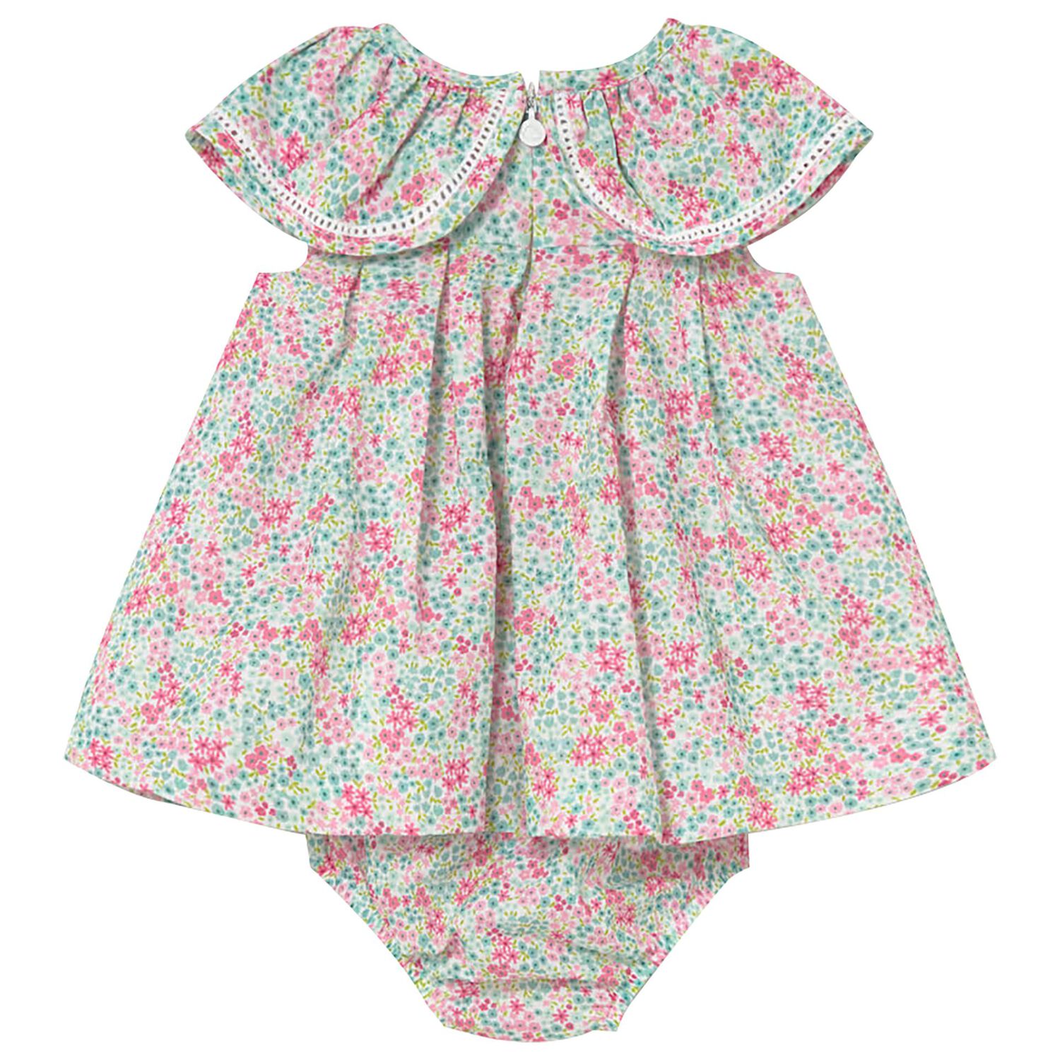 Baby Girls Green & Red Floral Dress Set, 2, hi-res