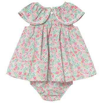 Baby Girls Green & Red Floral Dress Set