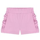 Girls Pink Logo Ruffled Shorts, 2, hi-res