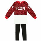 Girls Black & Red 3 Piece Legging Set, 1, hi-res