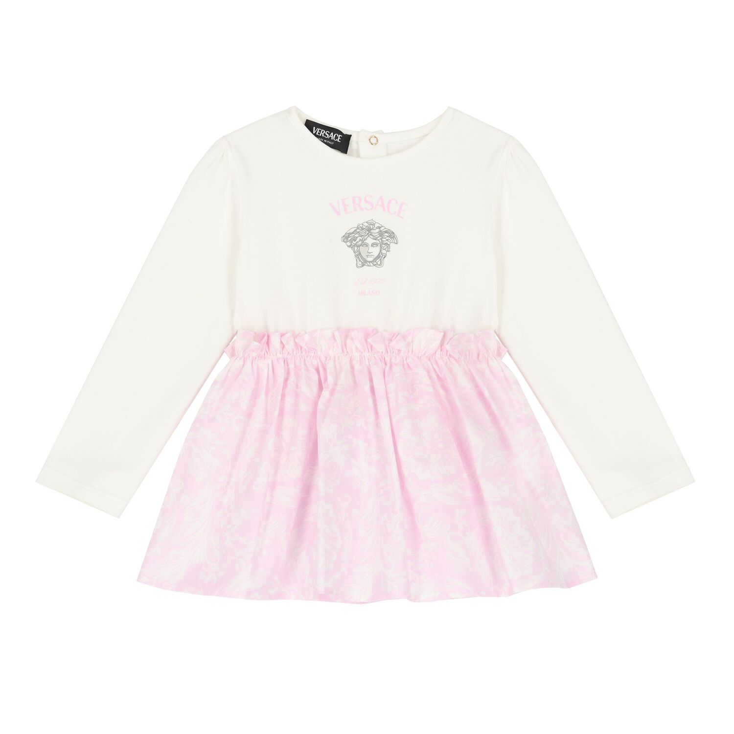 Baby Girls Ivory & Pink Medusa Logo Dress Set, 1, hi-res