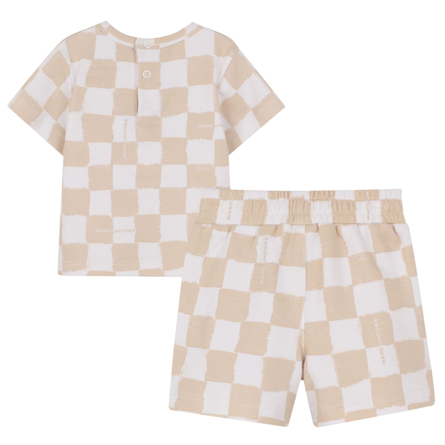 Younger Beige & White Check Shorts Set, 1, hi-res