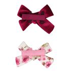 Girls Burgundy & Ivory Bow Hairclips ( 2 Pack ), 1, hi-res