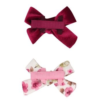 Girls Burgundy & Ivory Bow Hairclips ( 2 Pack )