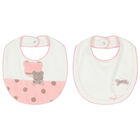 Baby Girls Pink & Ivory Bib ( 2-Pack ), 1, hi-res