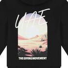 Black UAE Graphic Logo Hooded Zip Up Top, 1, hi-res