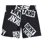 Boys Black & White Logo Swim Shorts, 1, hi-res