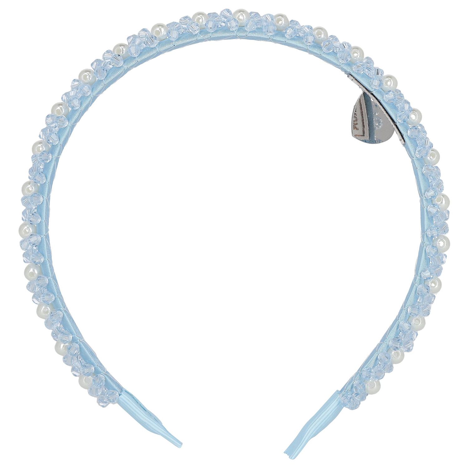 Girls Blue Logo Pearl Headband, 1, hi-res