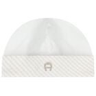 White & Beige Logo Baby Hat, 1, hi-res