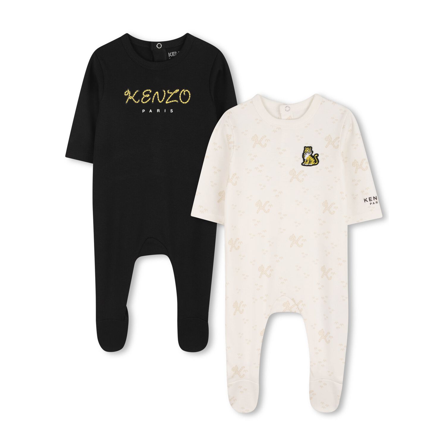 Black & Ivory Tiger Babygrows ( 2 Pack ) , 1, hi-res