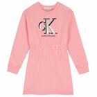 Girls Pink Logo Sweatshirt Dress, 1, hi-res