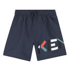 Boys Grey Logo Swim Shorts, 1, hi-res