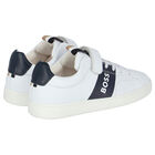 Boys White Logo Trainers, 1, hi-res