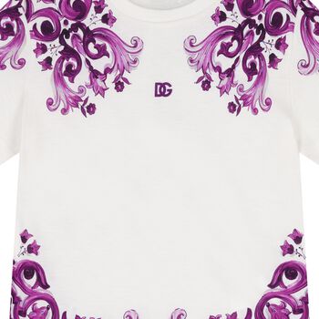 Girls White & Purple Majolica T-Shirt