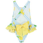 Girls Blue & White Lemon Swimsuit, 1, hi-res