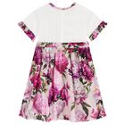 Girls White & Pink Peony Dress, 1, hi-res
