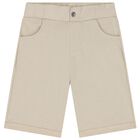 Boys Beige Logo Shorts Set, 1, hi-res